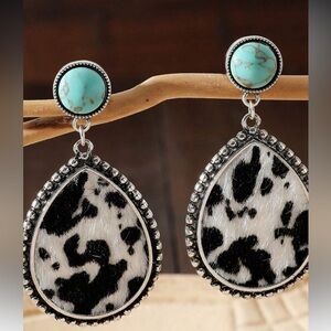 Turquoise and Black Teardrop Earrings